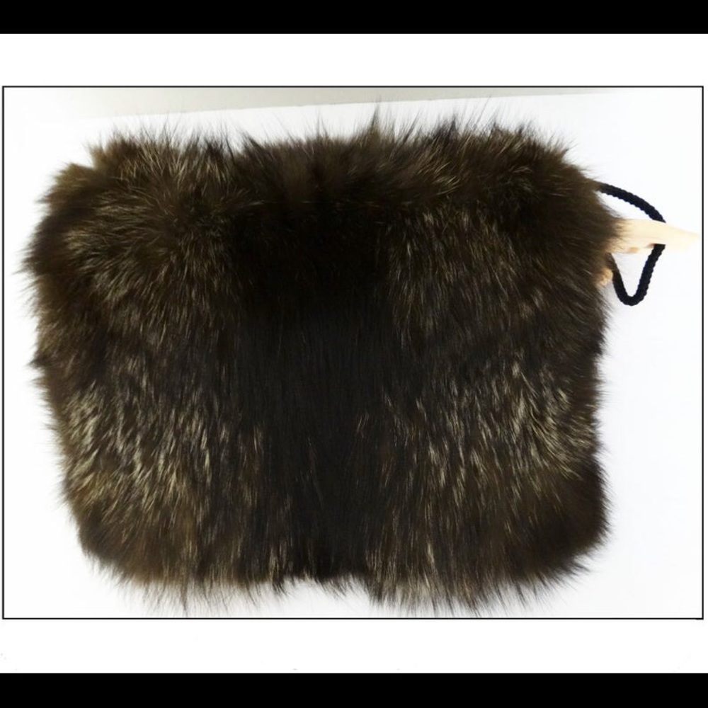 Vintage Fur Fox Muff.. inside zipper Black
